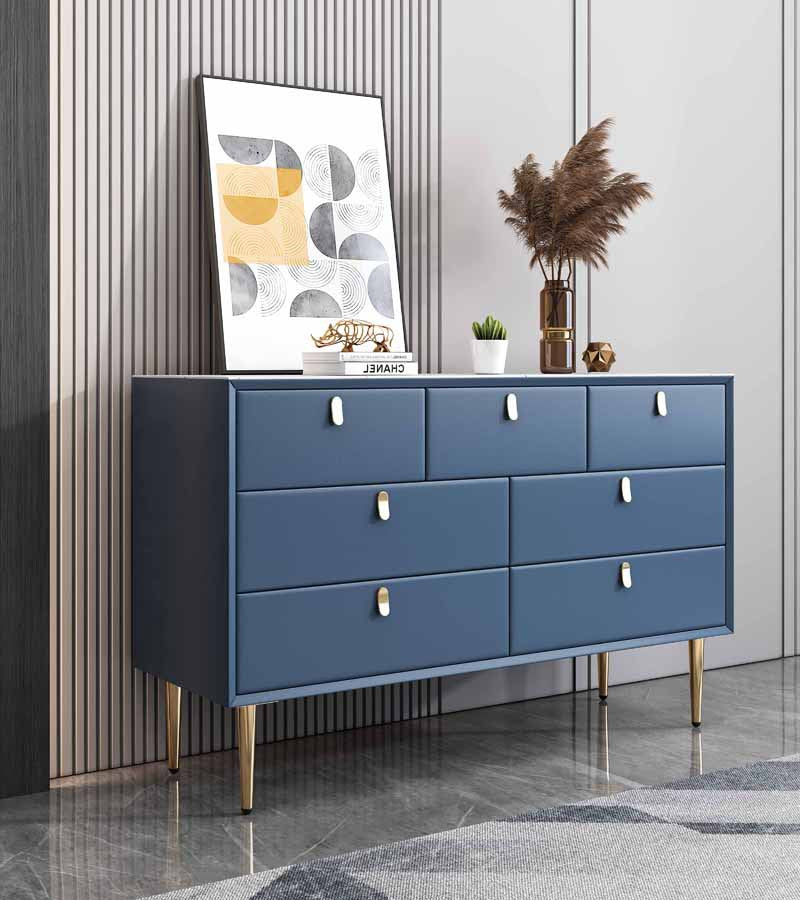 Modern Style Stone Buffet Sideboard 15.7"D Wood Buffet Server for Dining Room Blue 59"L x 16"W x 30"H Clearhalo 'buffet_sideboard' 'Buffets & Sideboards' 'Furniture' 'furniture_buffet_sideboard' 'Kitchen & Dining Furniture' 4948275