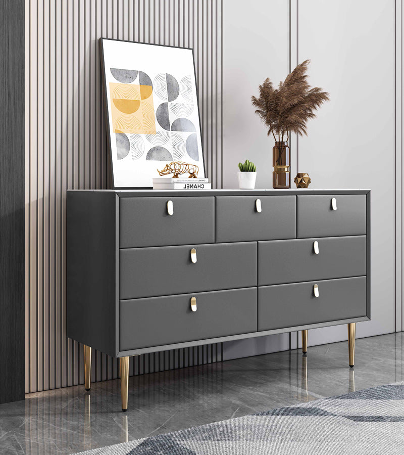 Modern Style Stone Buffet Sideboard 15.7"D Wood Buffet Server for Dining Room Dark Gray 59"L x 16"W x 30"H Clearhalo 'buffet_sideboard' 'Buffets & Sideboards' 'Furniture' 'furniture_buffet_sideboard' 'Kitchen & Dining Furniture' 4948279