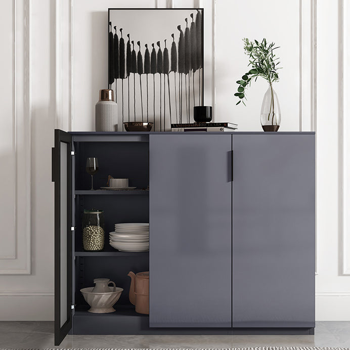 Glam Style Sideboard Table with Locking Drawers Storage Sideboard for Dining Room Grey 47"L x 14"W x 39"H Clearhalo 'buffet_sideboard' 'Buffets & Sideboards' 'Furniture' 'furniture_buffet_sideboard' 'Kitchen & Dining Furniture' 4948309