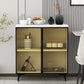 Modern Stone Buffet Sideboard White 33.4"H Dining Room Buffet Server with 2 Glass Doors Clearhalo 'buffet_sideboard' 'Buffets & Sideboards' 'Furniture' 'furniture_buffet_sideboard' 'Kitchen & Dining Furniture' 4948328