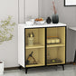 Modern Stone Buffet Sideboard White 33.4"H Dining Room Buffet Server with 2 Glass Doors Clearhalo 'buffet_sideboard' 'Buffets & Sideboards' 'Furniture' 'furniture_buffet_sideboard' 'Kitchen & Dining Furniture' 4948337