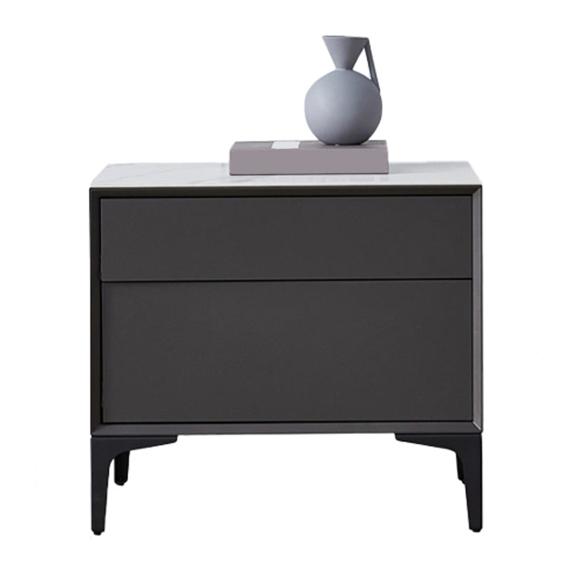 Grey Wood and Stone Buffet Server Modern Living Room Buffet/Console with Drawers Dark Gray 21"H x 24"L x 16"W Clearhalo 'buffet_sideboard' 'Buffets & Sideboards' 'Furniture' 'furniture_buffet_sideboard' 'Kitchen & Dining Furniture' 4948370