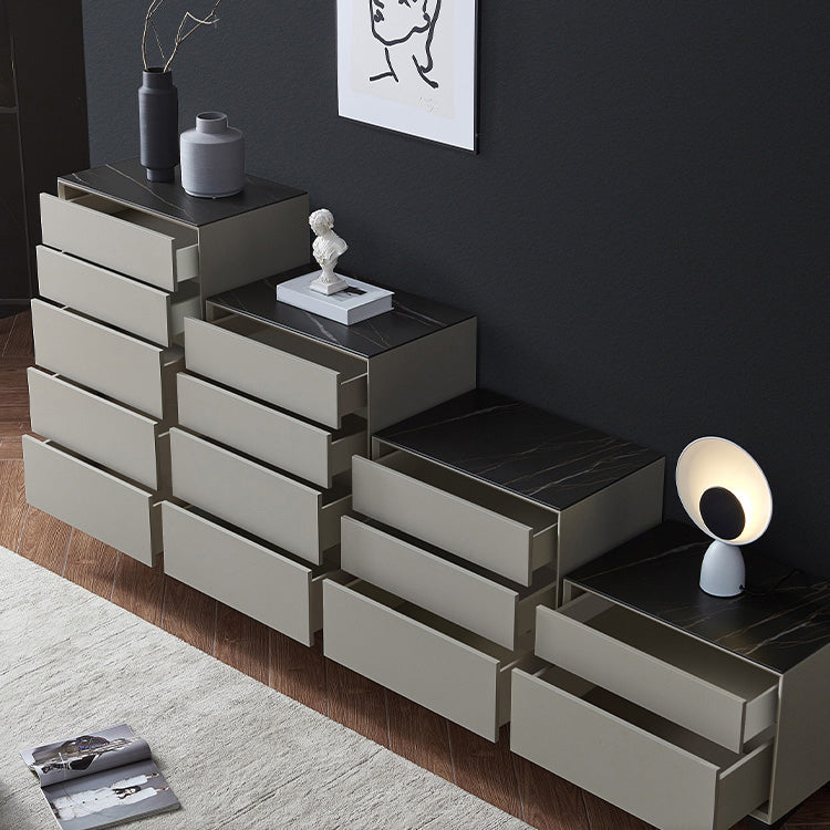 Grey Wood and Stone Buffet Server Modern Living Room Buffet/Console with Drawers Clearhalo 'buffet_sideboard' 'Buffets & Sideboards' 'Furniture' 'furniture_buffet_sideboard' 'Kitchen & Dining Furniture' 4948375