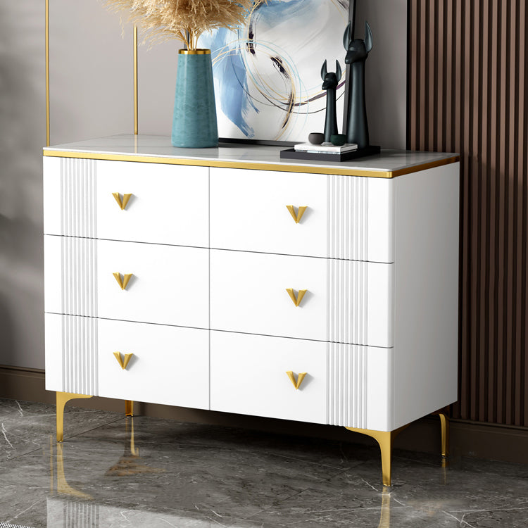 Modern Style Stone Buffet Sideboard White 15.7"D Dining Room Buffet Server with Drawer Clearhalo 'buffet_sideboard' 'Buffets & Sideboards' 'Furniture' 'furniture_buffet_sideboard' 'Kitchen & Dining Furniture' 4948389