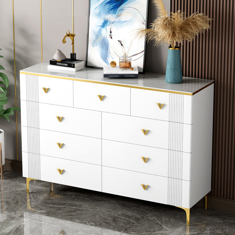 Modern Style Stone Buffet Sideboard White 15.7"D Dining Room Buffet Server with Drawer Clearhalo 'buffet_sideboard' 'Buffets & Sideboards' 'Furniture' 'furniture_buffet_sideboard' 'Kitchen & Dining Furniture' 4948390