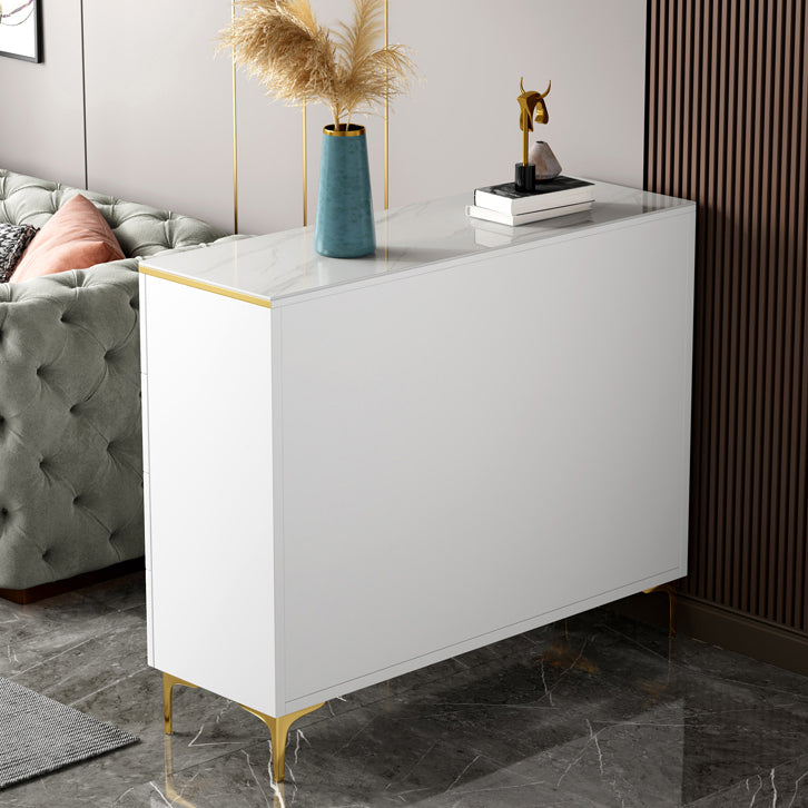 Modern Style Stone Buffet Sideboard White 15.7"D Dining Room Buffet Server with Drawer Clearhalo 'buffet_sideboard' 'Buffets & Sideboards' 'Furniture' 'furniture_buffet_sideboard' 'Kitchen & Dining Furniture' 4948397