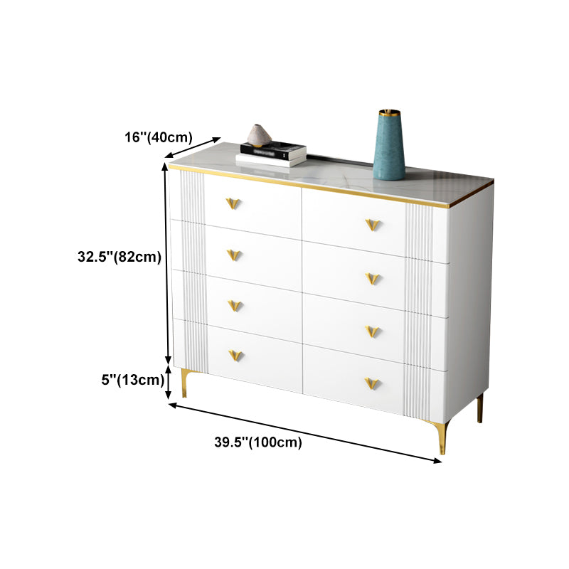 Modern Style Stone Buffet Sideboard White 15.7"D Dining Room Buffet Server with Drawer Clearhalo 'buffet_sideboard' 'Buffets & Sideboards' 'Furniture' 'furniture_buffet_sideboard' 'Kitchen & Dining Furniture' 4948404
