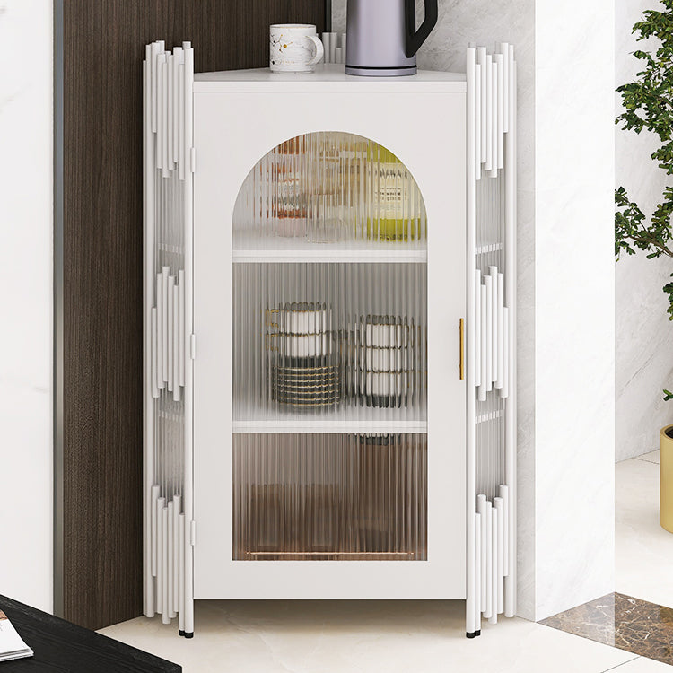 Glam Stone and Metal Sideboard Table 1 Cabinet Glass Door Buffet Stand White Clearhalo 'buffet_sideboard' 'Buffets & Sideboards' 'Furniture' 'furniture_buffet_sideboard' 'Kitchen & Dining Furniture' 4948407