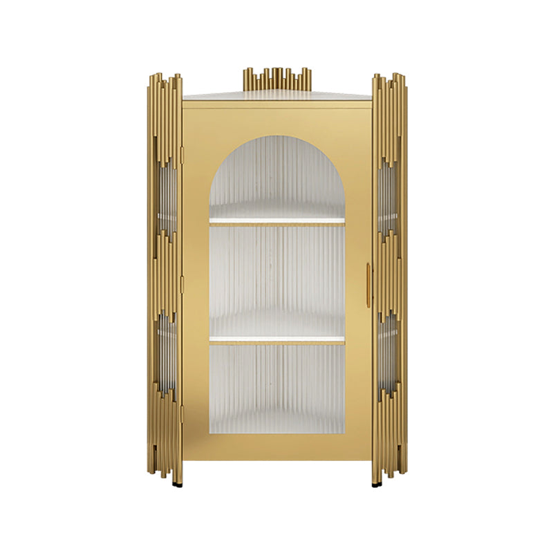 Glam Stone and Metal Sideboard Table 1 Cabinet Glass Door Buffet Stand Gold Clearhalo 'buffet_sideboard' 'Buffets & Sideboards' 'Furniture' 'furniture_buffet_sideboard' 'Kitchen & Dining Furniture' 4948409