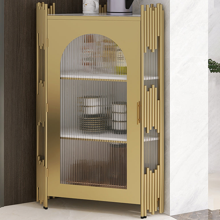 Glam Stone and Metal Sideboard Table 1 Cabinet Glass Door Buffet Stand Clearhalo 'buffet_sideboard' 'Buffets & Sideboards' 'Furniture' 'furniture_buffet_sideboard' 'Kitchen & Dining Furniture' 4948413