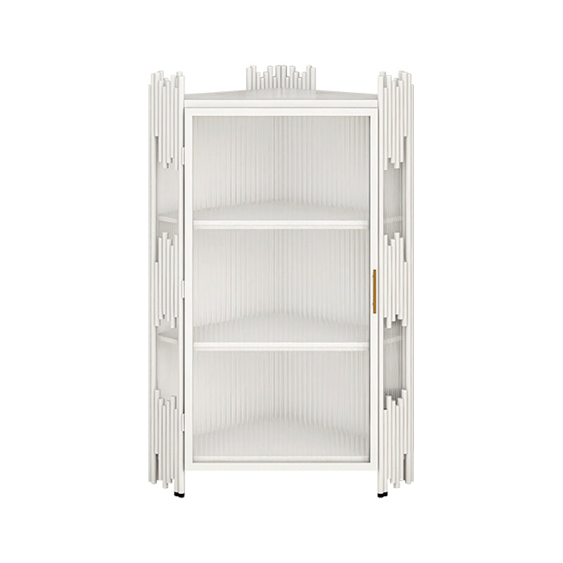 Glam Stone and Metal Sideboard Table 1 Cabinet Glass Door Buffet Stand Gloss White Clearhalo 'buffet_sideboard' 'Buffets & Sideboards' 'Furniture' 'furniture_buffet_sideboard' 'Kitchen & Dining Furniture' 4948414