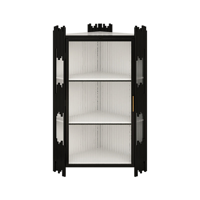 Glam Stone and Metal Sideboard Table 1 Cabinet Glass Door Buffet Stand White-Black Clearhalo 'buffet_sideboard' 'Buffets & Sideboards' 'Furniture' 'furniture_buffet_sideboard' 'Kitchen & Dining Furniture' 4948417