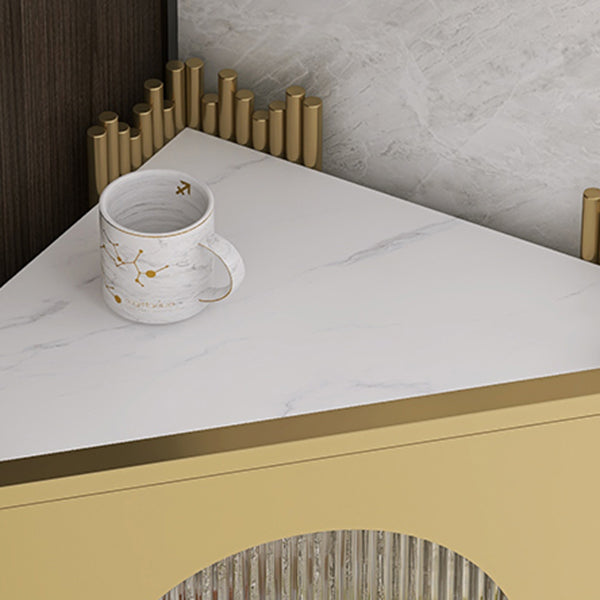 Glam Stone and Metal Sideboard Table 1 Cabinet Glass Door Buffet Stand Clearhalo 'buffet_sideboard' 'Buffets & Sideboards' 'Furniture' 'furniture_buffet_sideboard' 'Kitchen & Dining Furniture' 4948418