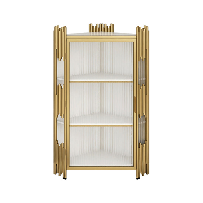 Glam Stone and Metal Sideboard Table 1 Cabinet Glass Door Buffet Stand Light Gold Clearhalo 'buffet_sideboard' 'Buffets & Sideboards' 'Furniture' 'furniture_buffet_sideboard' 'Kitchen & Dining Furniture' 4948419