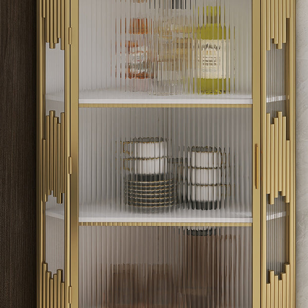 Glam Stone and Metal Sideboard Table 1 Cabinet Glass Door Buffet Stand Clearhalo 'buffet_sideboard' 'Buffets & Sideboards' 'Furniture' 'furniture_buffet_sideboard' 'Kitchen & Dining Furniture' 4948421