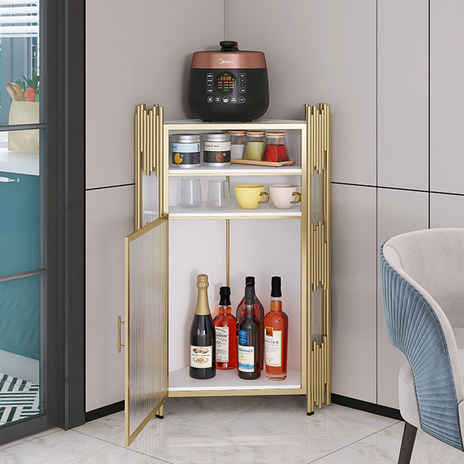 Glam Stone and Metal Sideboard Table 1 Cabinet Glass Door Buffet Stand Clearhalo 'buffet_sideboard' 'Buffets & Sideboards' 'Furniture' 'furniture_buffet_sideboard' 'Kitchen & Dining Furniture' 4948426