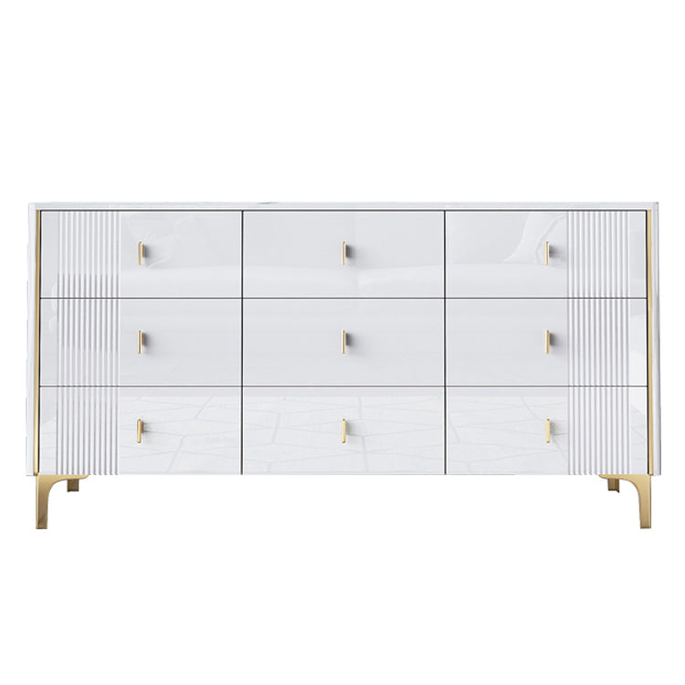 Modern Style Stone Buffet Sideboard 15.7"D Dining Room Buffet Server with Drawer White 63"L x 16"W x 32"H Clearhalo 'buffet_sideboard' 'Buffets & Sideboards' 'Furniture' 'furniture_buffet_sideboard' 'Kitchen & Dining Furniture' 4948435