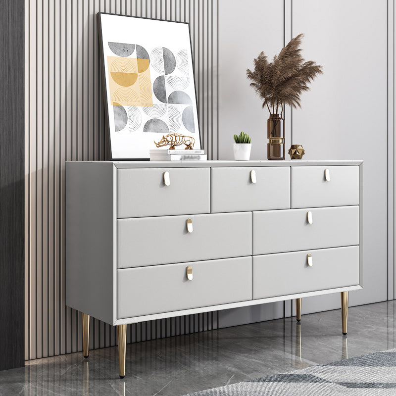 Modern Stone Buffet Sideboard 15.7"D Dining Room Buffet Server with Drawer Light Gray 59"L x 16"W x 30"H Clearhalo 'buffet_sideboard' 'Buffets & Sideboards' 'Furniture' 'furniture_buffet_sideboard' 'Kitchen & Dining Furniture' 4948489