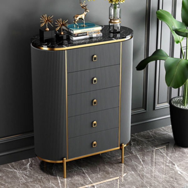 Wood Dining Room Sideboard Cabinet Glam Buffet Server Cabinet with Drawers Dark Gray 31"L x 16"W x 46"H Clearhalo 'buffet_sideboard' 'Buffets & Sideboards' 'Furniture' 'furniture_buffet_sideboard' 'Kitchen & Dining Furniture' 4948502