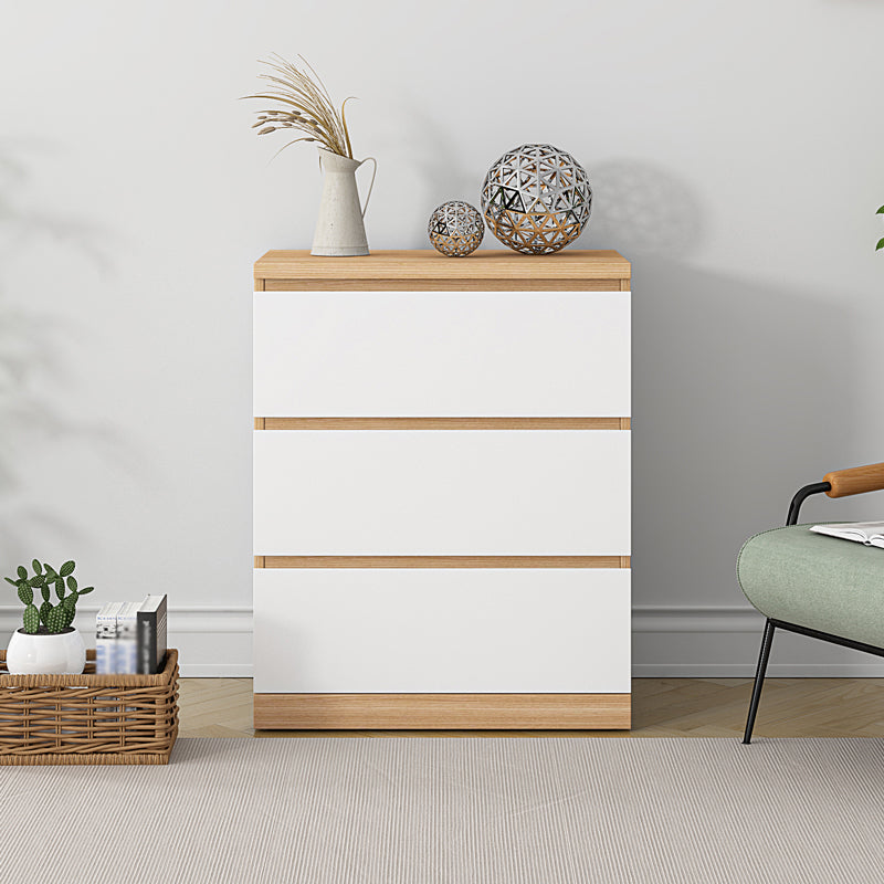 Artificial Wood Living Room Sideboard Cabinet Modern Buffet Server Cabinet with Drawers Natural Wood White 24"L x 16"W x 30"H Clearhalo 'buffet_sideboard' 'Buffets & Sideboards' 'Furniture' 'furniture_buffet_sideboard' 'Kitchen & Dining Furniture' 4948530