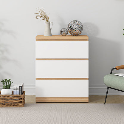 Artificial Wood Living Room Sideboard Cabinet Modern Buffet Server Cabinet with Drawers Natural Wood White 24"L x 16"W x 30"H Clearhalo 'buffet_sideboard' 'Buffets & Sideboards' 'Furniture' 'furniture_buffet_sideboard' 'Kitchen & Dining Furniture' 4948530