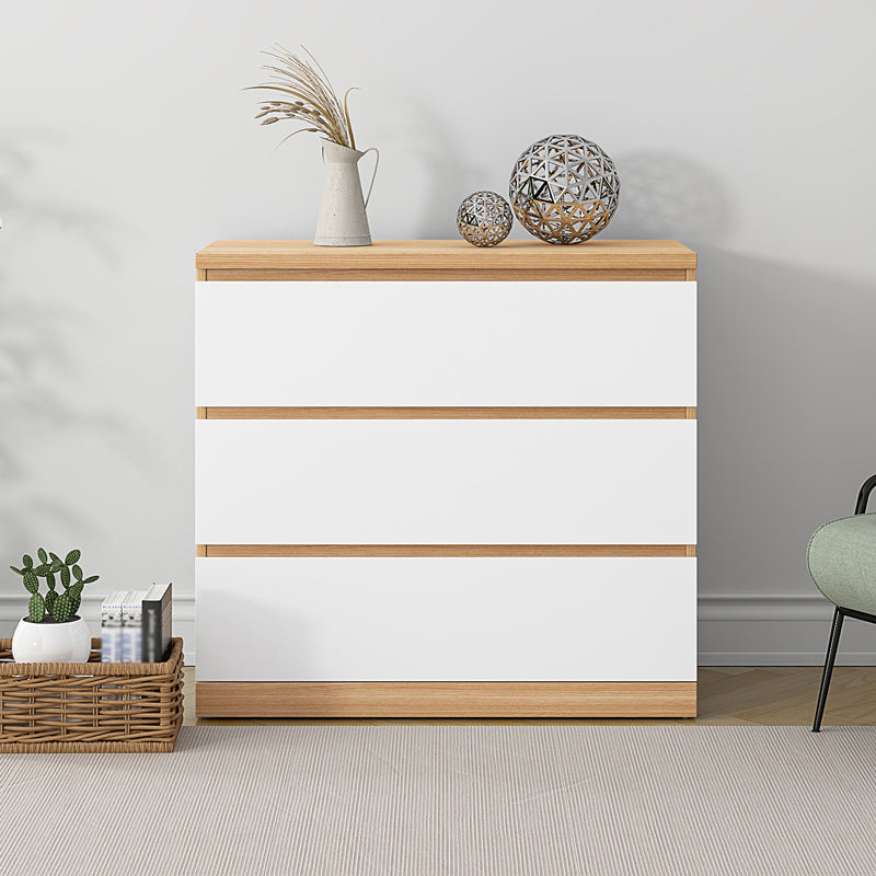Artificial Wood Living Room Sideboard Cabinet Modern Buffet Server Cabinet with Drawers Natural Wood White 31"L x 16"W x 30"H Clearhalo 'buffet_sideboard' 'Buffets & Sideboards' 'Furniture' 'furniture_buffet_sideboard' 'Kitchen & Dining Furniture' 4948536