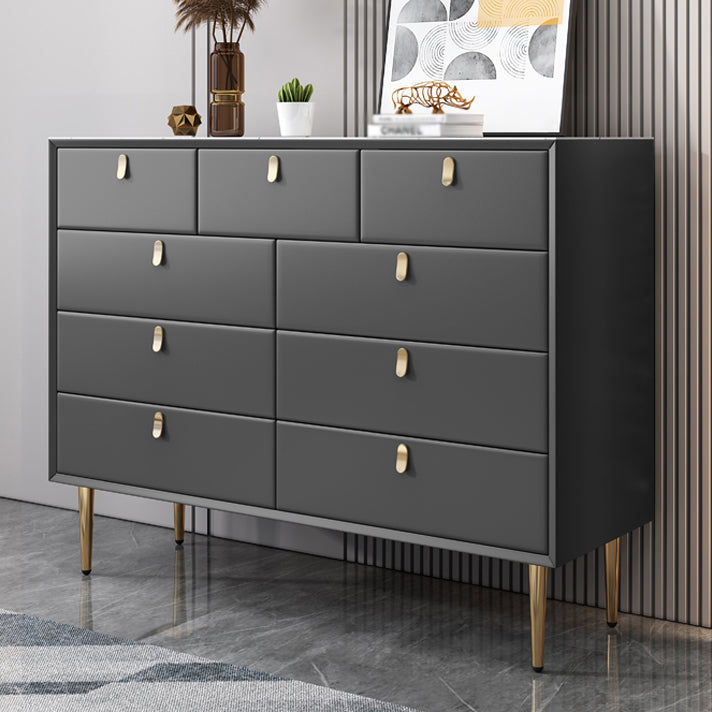 Glam Style Buffet Table White Stone Top Kitchen Table for Living Room Black 47"L x 16"W x 37"H Clearhalo 'buffet_sideboard' 'Buffets & Sideboards' 'Furniture' 'furniture_buffet_sideboard' 'Kitchen & Dining Furniture' 4948551