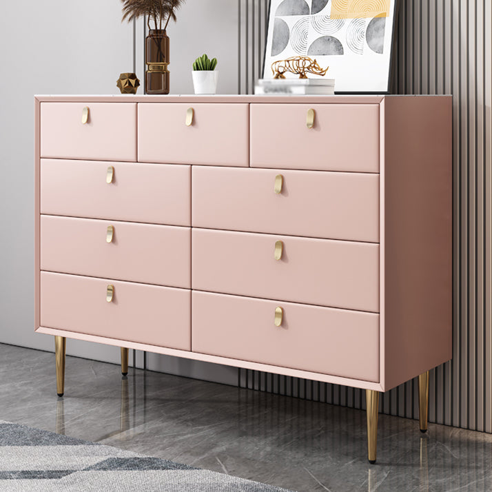 Glam Style Buffet Table White Stone Top Kitchen Table for Living Room Pink 47"L x 16"W x 37"H Clearhalo 'buffet_sideboard' 'Buffets & Sideboards' 'Furniture' 'furniture_buffet_sideboard' 'Kitchen & Dining Furniture' 4948556
