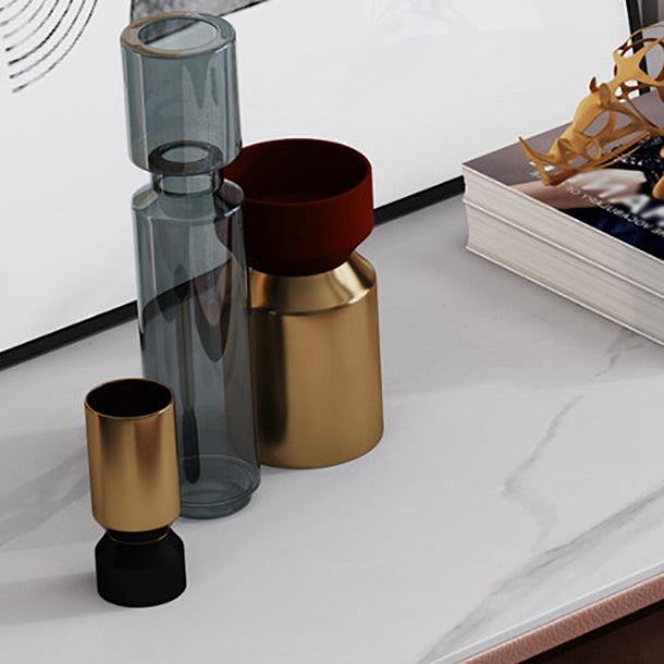 Glam Style Buffet Table White Stone Top Kitchen Table for Living Room Clearhalo 'buffet_sideboard' 'Buffets & Sideboards' 'Furniture' 'furniture_buffet_sideboard' 'Kitchen & Dining Furniture' 4948558