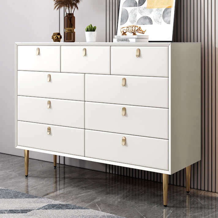 Glam Style Buffet Table White Stone Top Kitchen Table for Living Room White 47"L x 16"W x 37"H Clearhalo 'buffet_sideboard' 'Buffets & Sideboards' 'Furniture' 'furniture_buffet_sideboard' 'Kitchen & Dining Furniture' 4948563
