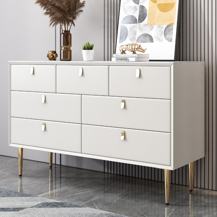 Glam Style Buffet Table White Stone Top Kitchen Table for Living Room White 59"L x 16"W x 30"H Clearhalo 'buffet_sideboard' 'Buffets & Sideboards' 'Furniture' 'furniture_buffet_sideboard' 'Kitchen & Dining Furniture' 4948565