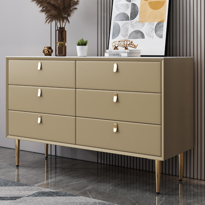Glam Style Buffet Table White Stone Top Kitchen Table for Living Room Khaki 39"L x 16"W x 30"H Clearhalo 'buffet_sideboard' 'Buffets & Sideboards' 'Furniture' 'furniture_buffet_sideboard' 'Kitchen & Dining Furniture' 4948567