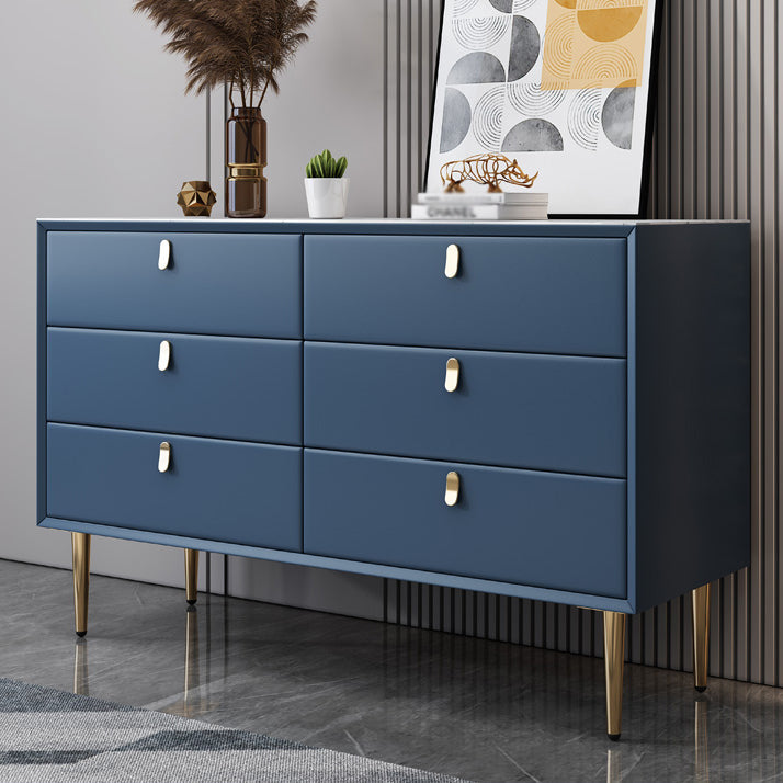 Glam Style Buffet Table White Stone Top Kitchen Table for Living Room Blue 39"L x 16"W x 30"H Clearhalo 'buffet_sideboard' 'Buffets & Sideboards' 'Furniture' 'furniture_buffet_sideboard' 'Kitchen & Dining Furniture' 4948573