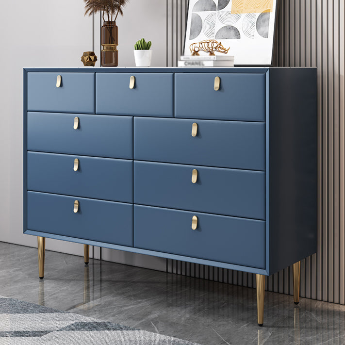 Glam Style Buffet Table White Stone Top Kitchen Table for Living Room Blue 47"L x 16"W x 37"H Clearhalo 'buffet_sideboard' 'Buffets & Sideboards' 'Furniture' 'furniture_buffet_sideboard' 'Kitchen & Dining Furniture' 4948574