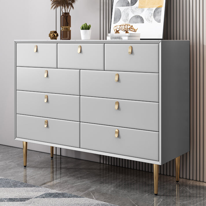 Glam Style Buffet Table White Stone Top Kitchen Table for Living Room Grey 47"L x 16"W x 37"H Clearhalo 'buffet_sideboard' 'Buffets & Sideboards' 'Furniture' 'furniture_buffet_sideboard' 'Kitchen & Dining Furniture' 4948577
