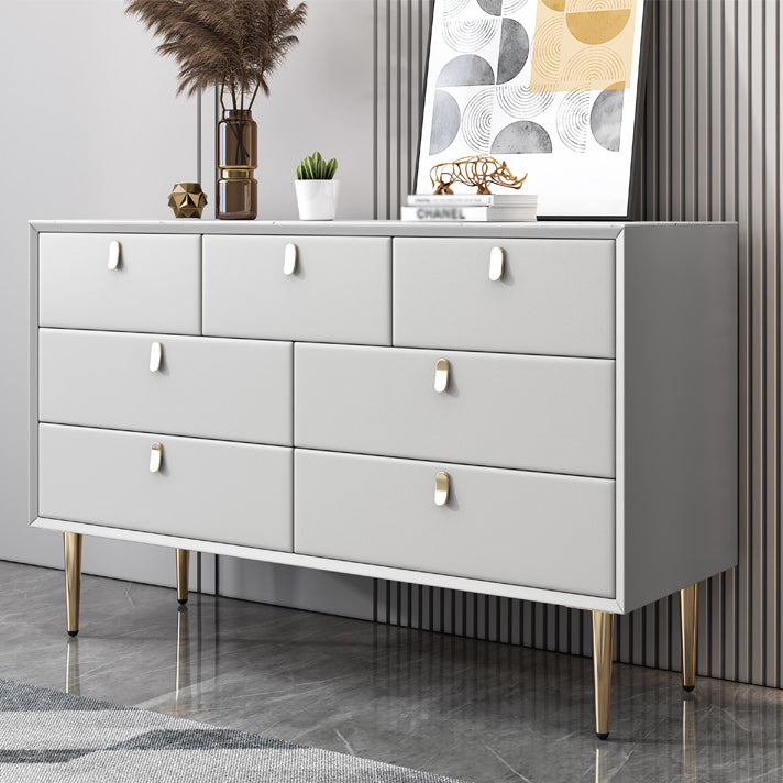 Glam Style Buffet Table White Stone Top Kitchen Table for Living Room Grey 59"L x 16"W x 30"H Clearhalo 'buffet_sideboard' 'Buffets & Sideboards' 'Furniture' 'furniture_buffet_sideboard' 'Kitchen & Dining Furniture' 4948578