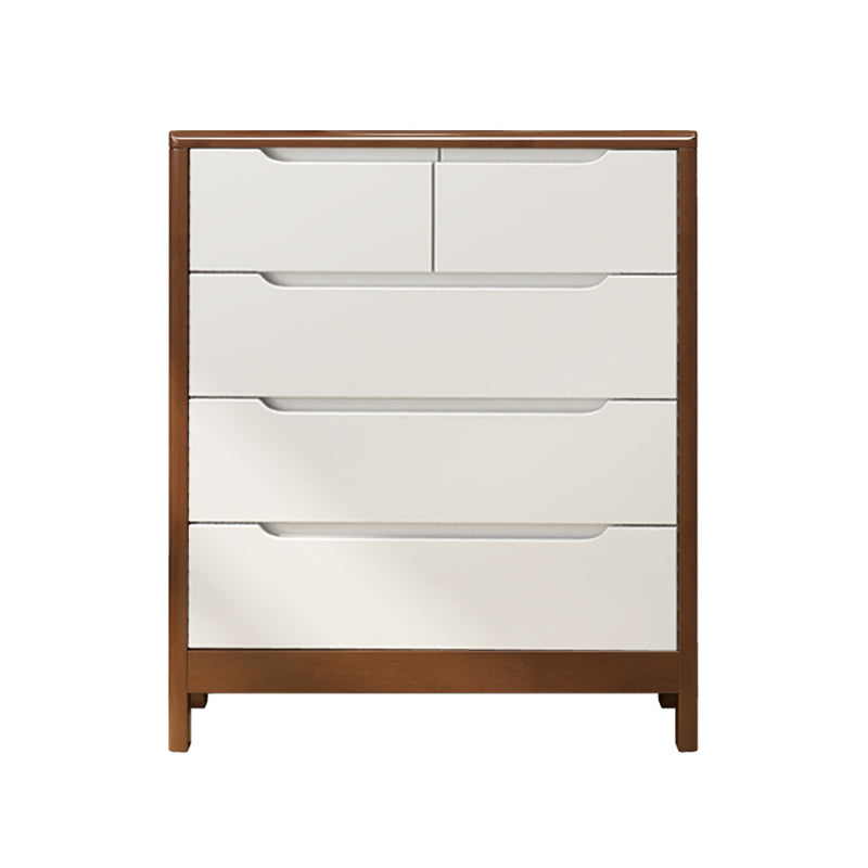 Modern Style Sideboard Buffet with Rubberwood Solid Wood Drawers and Storage Sideboard Walnut White 31"L x 16"W x 37"H Clearhalo 'buffet_sideboard' 'Buffets & Sideboards' 'Furniture' 'furniture_buffet_sideboard' 'Kitchen & Dining Furniture' 4948589