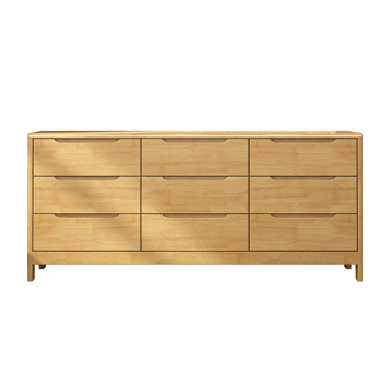 Modern Style Sideboard Buffet with Rubberwood Solid Wood Drawers and Storage Sideboard Natural 59"L x 16"W x 30"H Clearhalo 'buffet_sideboard' 'Buffets & Sideboards' 'Furniture' 'furniture_buffet_sideboard' 'Kitchen & Dining Furniture' 4948603