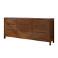 Modern Style Sideboard Buffet with Rubberwood Solid Wood Drawers and Storage Sideboard Walnut 59"L x 16"W x 30"H Clearhalo 'buffet_sideboard' 'Buffets & Sideboards' 'Furniture' 'furniture_buffet_sideboard' 'Kitchen & Dining Furniture' 4948604