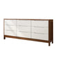 Modern Style Sideboard Buffet with Rubberwood Solid Wood Drawers and Storage Sideboard Walnut White 59"L x 16"W x 30"H Clearhalo 'buffet_sideboard' 'Buffets & Sideboards' 'Furniture' 'furniture_buffet_sideboard' 'Kitchen & Dining Furniture' 4948608