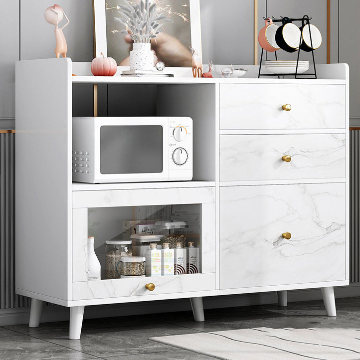 Modern Cabinets Buffet Table Engineered Wood Open Storage Sideboard Cabinet Textured White 31"L x 14"W x 35"H Clearhalo 'buffet_sideboard' 'Buffets & Sideboards' 'Furniture' 'furniture_buffet_sideboard' 'Kitchen & Dining Furniture' 4948615