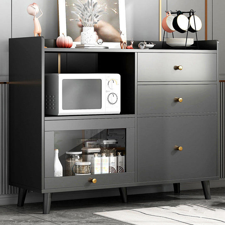 Modern Cabinets Buffet Table Engineered Wood Open Storage Sideboard Cabinet Grey 31"L x 14"W x 35"H Clearhalo 'buffet_sideboard' 'Buffets & Sideboards' 'Furniture' 'furniture_buffet_sideboard' 'Kitchen & Dining Furniture' 4948621