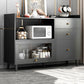Modern Cabinets Buffet Table Engineered Wood Open Storage Sideboard Cabinet Grey 39"L x 14"W x 35"H Clearhalo 'buffet_sideboard' 'Buffets & Sideboards' 'Furniture' 'furniture_buffet_sideboard' 'Kitchen & Dining Furniture' 4948622
