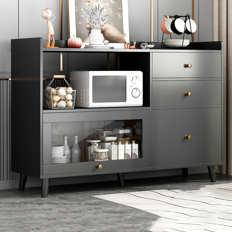 Modern Cabinets Buffet Table Engineered Wood Open Storage Sideboard Cabinet Grey 39"L x 14"W x 35"H Clearhalo 'buffet_sideboard' 'Buffets & Sideboards' 'Furniture' 'furniture_buffet_sideboard' 'Kitchen & Dining Furniture' 4948622