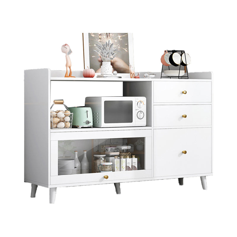 Modern Cabinets Buffet Table Engineered Wood Open Storage Sideboard Cabinet White 47"L x 14"W x 35"H Clearhalo 'buffet_sideboard' 'Buffets & Sideboards' 'Furniture' 'furniture_buffet_sideboard' 'Kitchen & Dining Furniture' 4948623