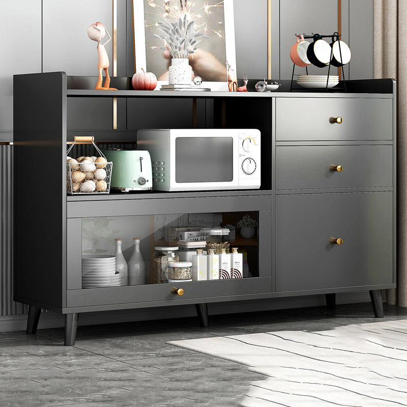 Modern Cabinets Buffet Table Engineered Wood Open Storage Sideboard Cabinet Grey 47"L x 14"W x 35"H Clearhalo 'buffet_sideboard' 'Buffets & Sideboards' 'Furniture' 'furniture_buffet_sideboard' 'Kitchen & Dining Furniture' 4948624