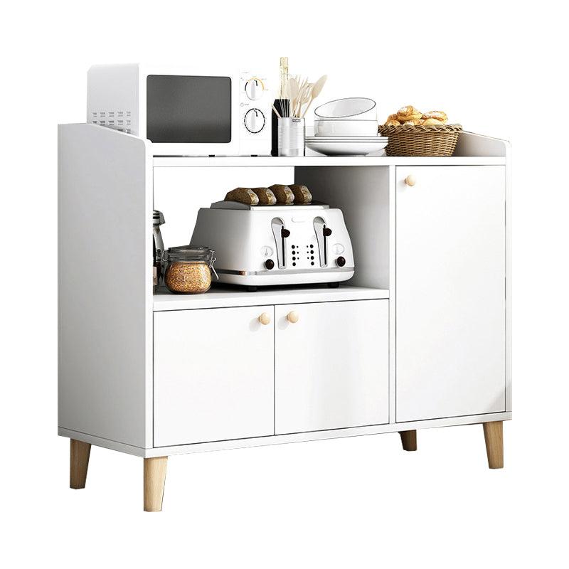 Modern Cabinets Buffet Table Engineered Wood Open Storage Sideboard Cabinet White 35"L x 12"W x 31"H Clearhalo 'buffet_sideboard' 'Buffets & Sideboards' 'Furniture' 'furniture_buffet_sideboard' 'Kitchen & Dining Furniture' 4948628