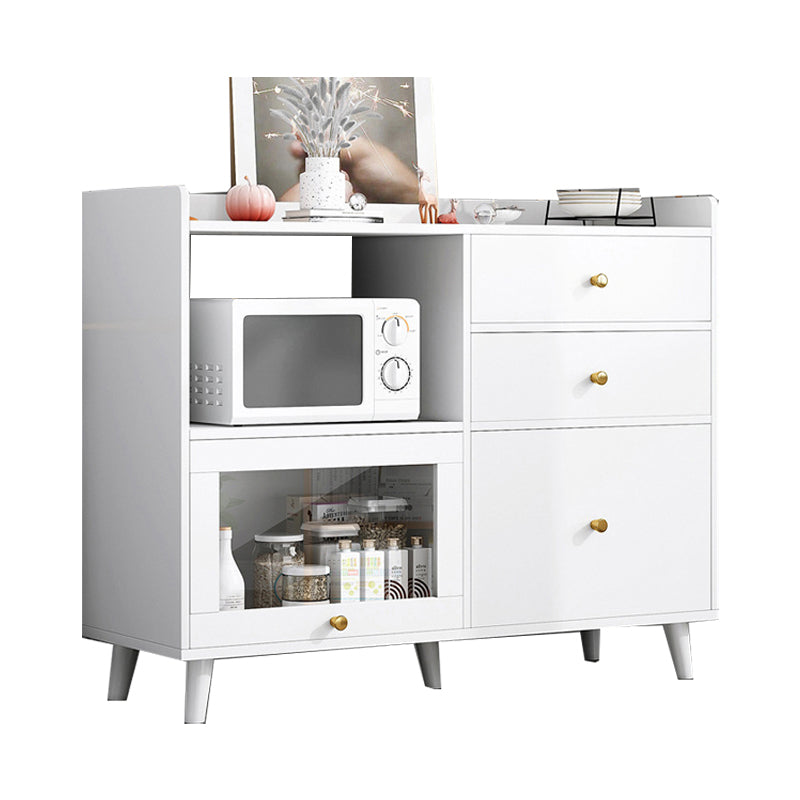 Modern Cabinets Buffet Table Engineered Wood Open Storage Sideboard Cabinet White 31"L x 14"W x 35"H Clearhalo 'buffet_sideboard' 'Buffets & Sideboards' 'Furniture' 'furniture_buffet_sideboard' 'Kitchen & Dining Furniture' 4948630