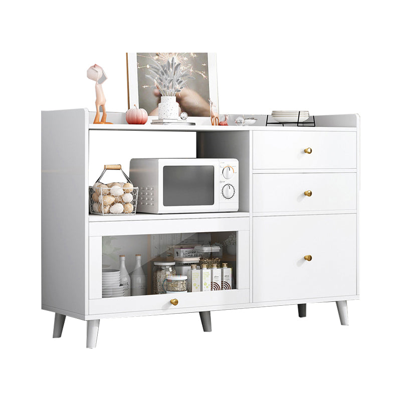 Modern Cabinets Buffet Table Engineered Wood Open Storage Sideboard Cabinet White 39"L x 14"W x 35"H Clearhalo 'buffet_sideboard' 'Buffets & Sideboards' 'Furniture' 'furniture_buffet_sideboard' 'Kitchen & Dining Furniture' 4948632