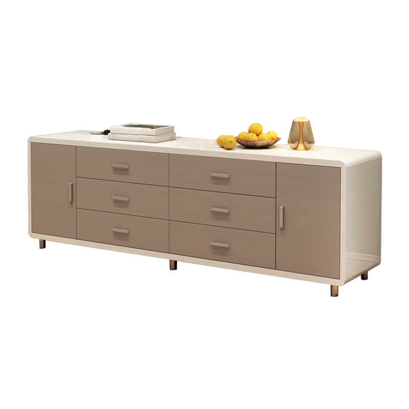 Modern Engineered Wood Sideboard Simple Buffet Table with Drawer for Dining Room Brown-Khaki 71"L x 16"W x 24"H 2 Clearhalo 'buffet_sideboard' 'Buffets & Sideboards' 'Furniture' 'furniture_buffet_sideboard' 'Kitchen & Dining Furniture' 4948714